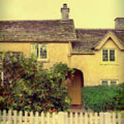 Cottage With A Picket Fence Poster