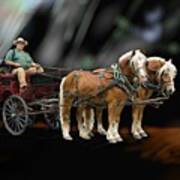 Country Road Horse And Wagon Poster