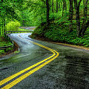 Country Road In Spring Rain Poster