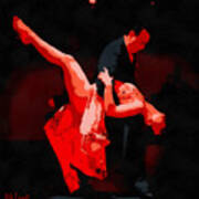 Couple Dancing Tango She Is Dipped Over Poster