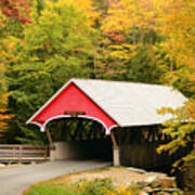 Covered Bridge In Autumn Poster