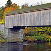 Covered Bridge In Maine During Fall Poster