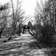 Covered Bridge In The Distance Mono Poster