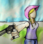 Cowgirl With Gun Poster