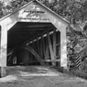 Cox Ford Covered Bridge Black And White Poster
