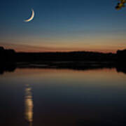Crescent Moon Set At Lake Chesdin Poster