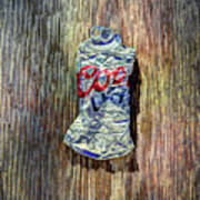 Crushed Silver Light Beer Can On Plywood 80 Poster