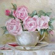 Cup And Saucer Roses Poster
