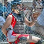Cute Catcher In Red And White. Poster