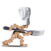 Cute Chef Box Character With Big Fork Poster