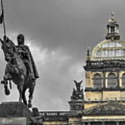 Czech National Museum And The Statue Of Wenceslas In Prague. Poster