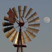 Dakota Windmill And Moon Poster