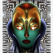 Daria Cyborg Queen Tech Fractal Portrait Poster