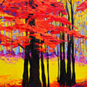 Deep Within - Enchanted Forest Collection - Modern Impressionist Landscape Art - Palette Knife Poster