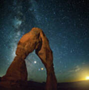 Delicate Arch Moonset Poster