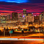 Denver Skyline Sunrise Poster