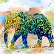 Design 37 Mosaic Elephant Poster