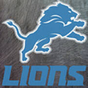 Detroit Lions On An Abraded Steel Texture Poster
