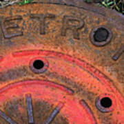 Detroit Manhole Cover Spray Painter Red Poster