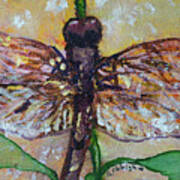 Dragonfly Orange And Yellow Poster