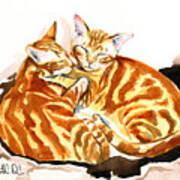 Dreaming Of Ginger - Orange Tabby Cat Painting Poster
