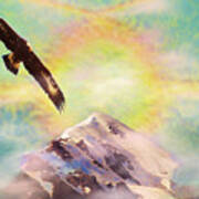 Eagle And Fire Rainbow Over Mt Tetnuldi Caucasus Poster