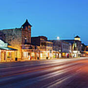 Early Morning Panorama Of Fredericksburg Main Street - Gillespie County Texas Hill Country Poster