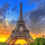 Eiffel Tower Sunset Poster