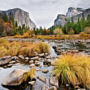 El Capitan And The Merced River In The Fall Poster