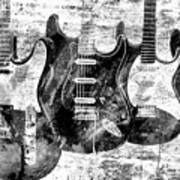 Electric Guitars Black And White Poster