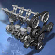 Inline 4-cylinder Engine 3d Model Poster