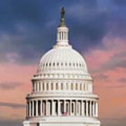 Evening Skies Over Congress - United States Capitol Building - Washington D.c. Poster