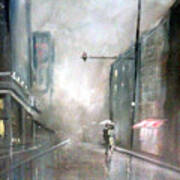 Evening Walk In The Rain Poster