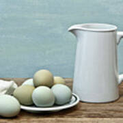 Exotic Colored Eggs With Pitcher Poster