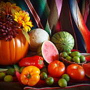 Fall Harvest Still Life Poster