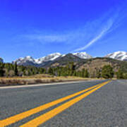 Fall River Road With Mountain Background Poster