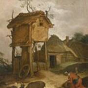 Farmyard With Dovecote Poster