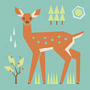 Fawn in the Meadow Poster
