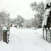 Fence And  Gate In Winter Poster