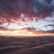 Fiery Sunset Over The Dunes Poster