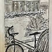 Fina And Bicycle At Brandenburg Gate Poster