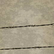 Fine Art Photograph Barbed Wire Over Vintage News Print Breaking Out Poster