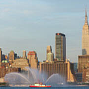 Fire Boat And Manhattan Skyline Ii Poster
