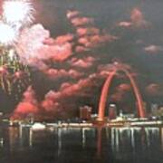 Fireworks At The Arch Poster