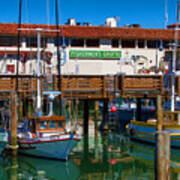 Fishermens Grotto With Wharf Boats Poster