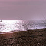 Fishing At Sunset, Dungeness Beach Poster
