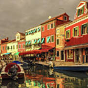 Fishing Boats In Colorful Burano Poster