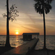 Fishing Pier At Dusk Poster