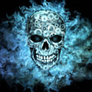 Flaming Steampunk Skull Poster