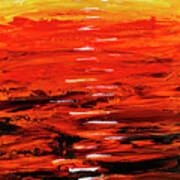 Flaming Sunset Abstract 205173 Poster